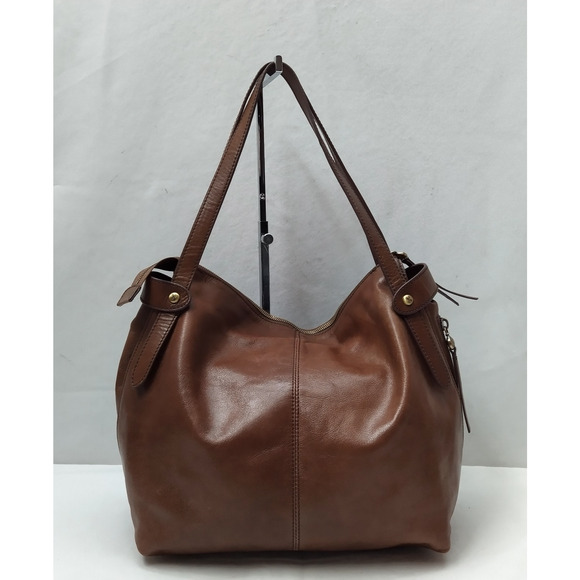 HOBO Brown Leather Double Handles Zipper Closure Shoulder Bag - Picture 2 of 16